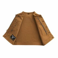 First Manufacturing Co. Men's Tan Lowside Canvas Vest -Motorcycle Accessories Shop 10124322 C V6