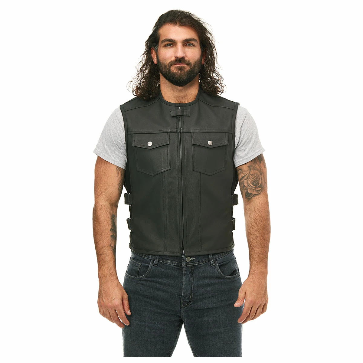 Street & Steel Men's Brawler Leather Vest 3 Street & Steel Men's Brawler Leather Vest - Image 3