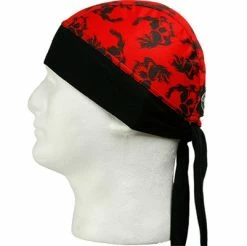 Schampa Red With Skulls Stretch Z-Wrap Headband