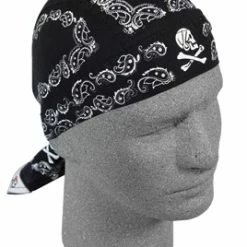 ZAN Headgear Black Skull Paisley Flydanna Head Wrap