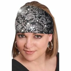 That's A Wrap Bandana Black Knotty Band With Rhinestones