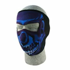 ZAN Headgear Neoprene Blue Chrome Skull Face Mask