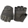 Highway 21 Men's Jab Perforated Fingerless Black Leather Gloves