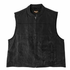 Vance Leathers Men's Zip Front Black Leather Vest