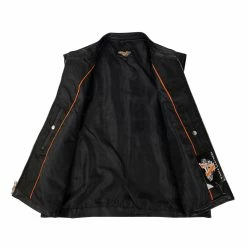 Vance Leathers Men's Zip Front Black Leather Vest -Motorcycle Accessories Shop 220 0360 C V6