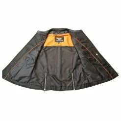 Vance Leathers Women's Zipper Black Leather Vest -Motorcycle Accessories Shop 220 0387 C V1