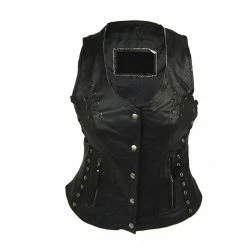 Vance Leathers Women's Grommet Black Leather Vest