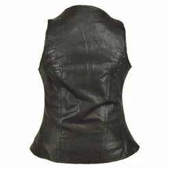Vance Leathers Women's Grommet Black Leather Vest -Motorcycle Accessories Shop 220 0423 C V1