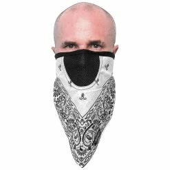 Schampa FaceFit White Paisley Hook And Loop Face Mask