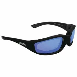 Epoch Eyewear Foam Black Sunglasses With Blue Mirror Lens
