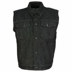 Z1R Men's Black Denim Vest