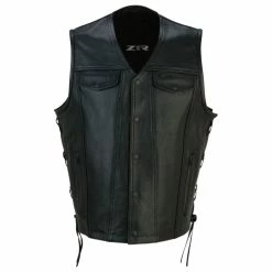 Z1R Men's Gaucho Black Leather Vest