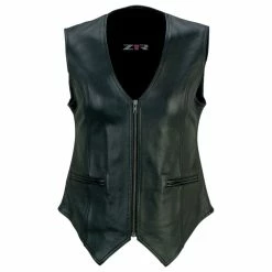 Z1R Women's Scorch Black Leather Vest