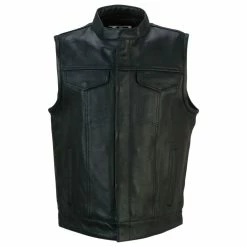 Z1R Men's Vindicator Black Leather Vest