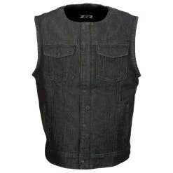 Z1R Men's Ganja Black Denim Vest