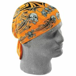 ZAN Headgear Flydanna Orange With Tribal Skulls