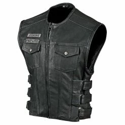 Street & Steel Men's Anarchy Black Leather Vest