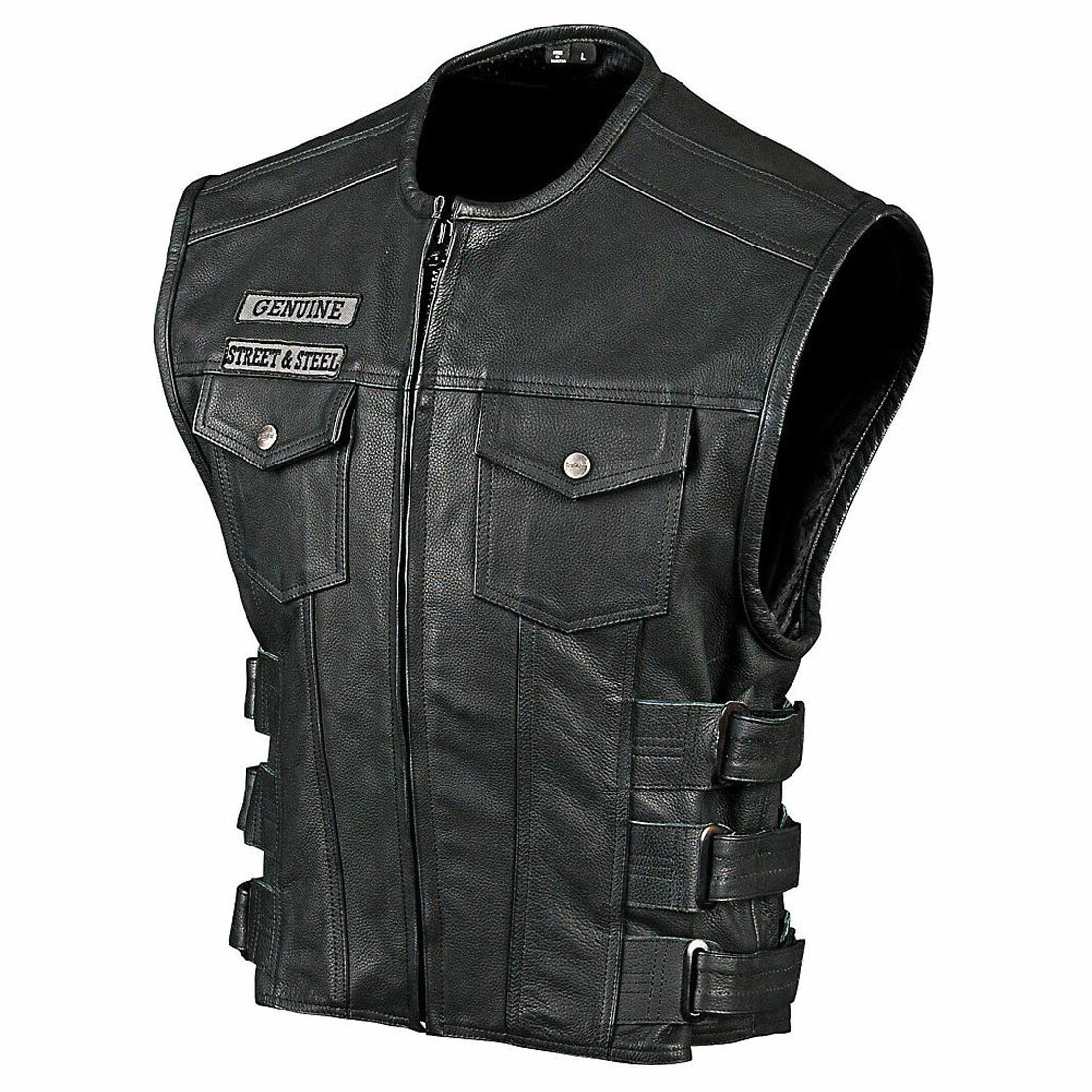 Street & Steel Men's Anarchy Black Leather Vest 1 Street & Steel Men's Anarchy Black Leather Vest