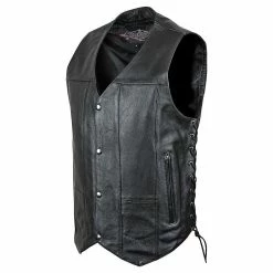 Street & Steel Men's 2nd Amendment Black Leather Vest