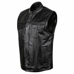 Street & Steel Men's Redwood Black Leather Vest