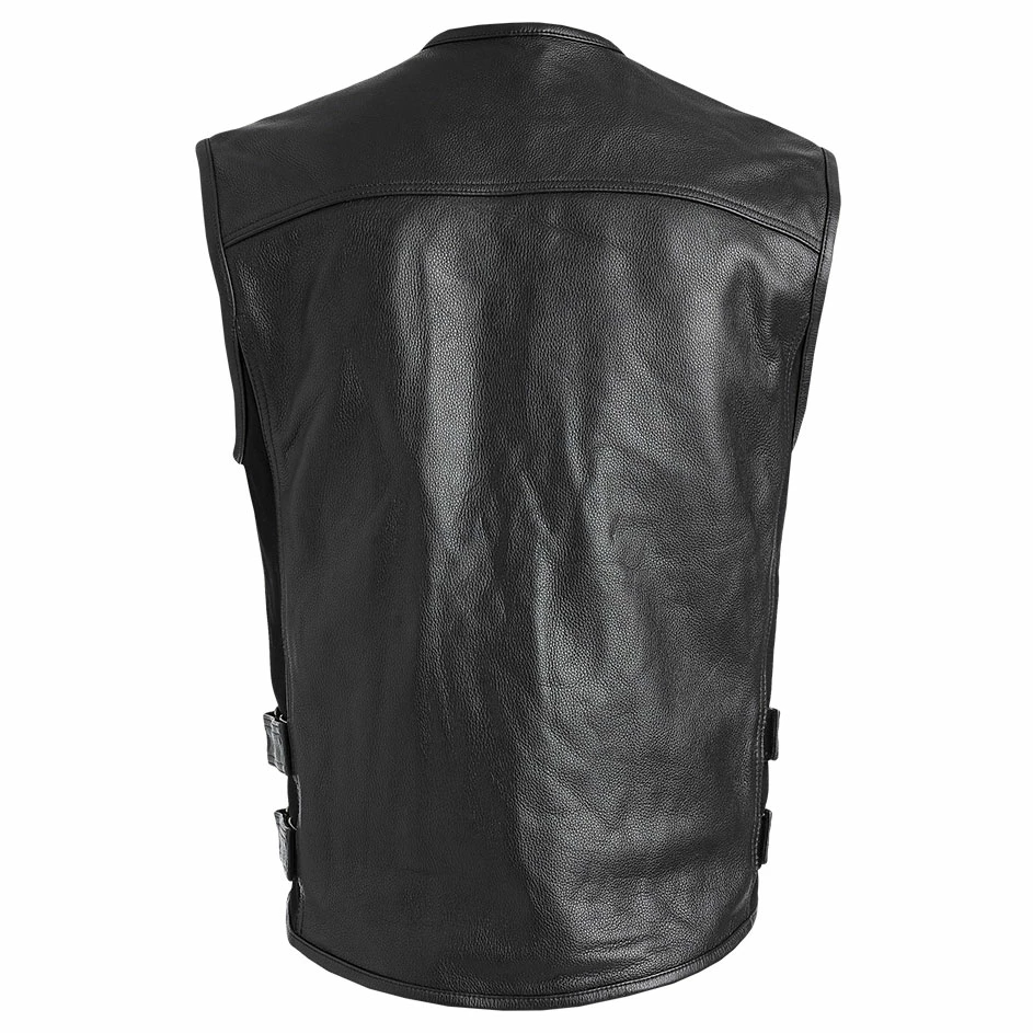 Street & Steel Men's Concord Black Leather Vest 4 Street & Steel Men's Concord Black Leather Vest - Image 4