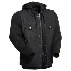 First Manufacturing Co. Men's Rook Black Vest With Hoodie