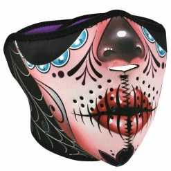 ZAN Headgear Sugar Skull Reverses To Purple Neoprene Half Mask