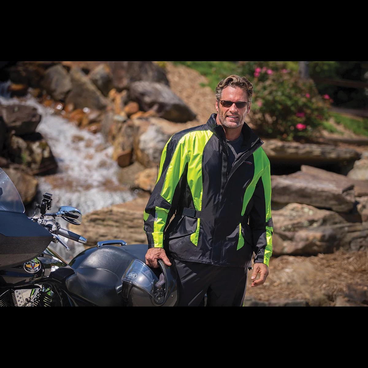 Olympia Moto Sports Unisex New Horizon Neon Yellow Rain Jacket 3 Olympia Moto Sports Unisex New Horizon Neon Yellow Rain Jacket - Image 3