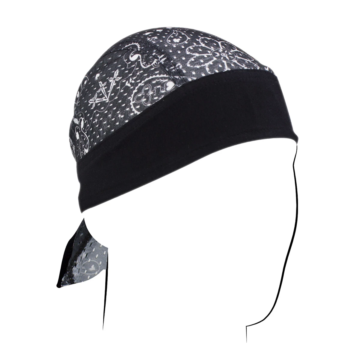 ZAN Headgear Black Paisley Vented Sport Flydanna Headwrap 1 ZAN Headgear Black Paisley Vented Sport Flydanna Headwrap