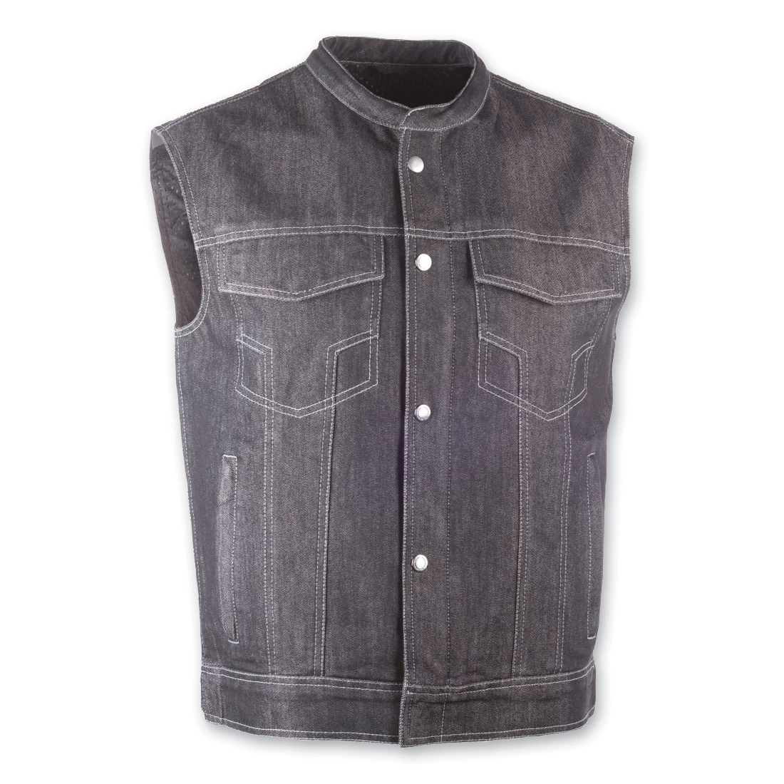 Highway 21 Iron Sights Club Collar Black Denim Vest 1 Highway 21 Iron Sights Club Collar Black Denim Vest