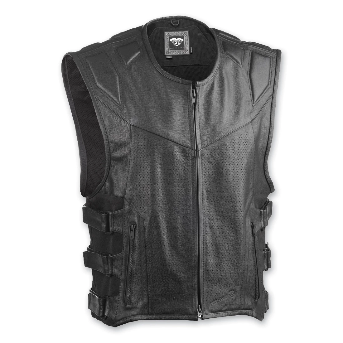 Highway 21 Men's Blockade Black Leather Vest 1 Highway 21 Men's Blockade Black Leather Vest